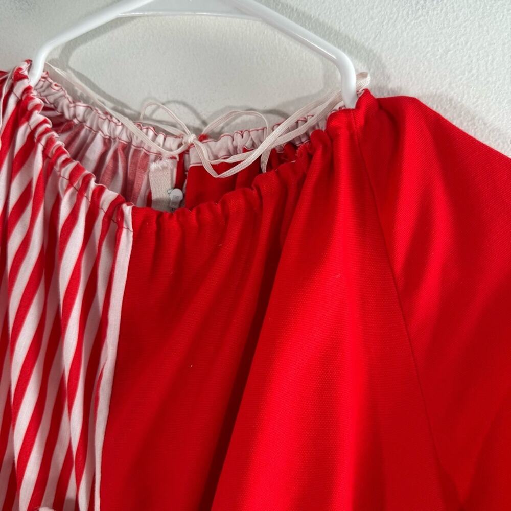 Vintage 80s 90s Clown Red White Stripe Pom Pom Halloween Costume Kids Medium - Picture 10 of 11